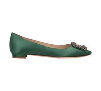 Manolo Blahnik Womens Hangisi Flat Green Viscose - Size EU/IT 39