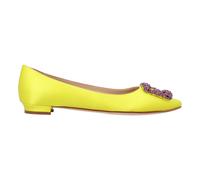 Manolo Blahnik Womens Hangisi Flat Yellow Viscose - Size EU/IT 37