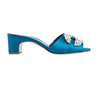 Manolo Blahnik Womens Prinap 050 Satin Mules - Blue Silk - Size EU 36