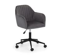 Manolo Velvet Swivel Office Chair grey/black