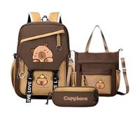 Manolyee Capybara Backpack Set,Cute Capybara Stationery Set for Kids | Cartoon Shoulder Bag Pencil Case for Daily School Students Travel Children Toddler Holiday Girls