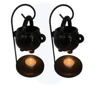 Manolyee Hanging Cauldron Wax Burner -1/2 Halloween Ornaments Wax Burner,Ceramic Cauldron Wax Burner Wax Melt Burner,Tea Lights Candles Witches Wax-Warmer Diffuser Ceramic Witches Cauldron