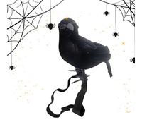 Manolyee Raven Figurine - Halloween Crow Decor | Cosplay Prop with Elastic Band Costume Accessories for Shoulder Tombstones Indoor Haunted House Backyard Home Garden Outdoor Tree Display