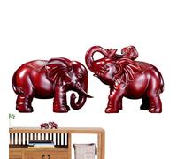 Manolyee Wood Elephant Sculpture - Hand Carved Wooden Animal Statue,1 Pair Handcrafted Rustic Sculpture Art Figure for Living Room Bedroom Counter Shelf Desktop Table Bookshelf