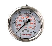 Manometer Glycerine Filled 63 mm 0-250 Bar 3500 PSI 1/4 Inch Pressure Gauge