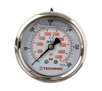 Manometer Glycerine Filled 63 mm 0-300 Bar 4500 PSI 1/4 Inch Pressure Gauge