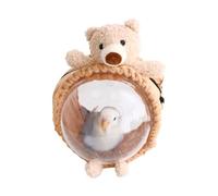 MANON ROSA Bird Carrier Backpack - Breathable Travel Bag with Clear Dome, Cute Cozy and Lightweight for Small Parrots Parakeet Lovebirds Budgie Cockatiel Sugar Gliders Hamsters Rabbits (Bear,Small)