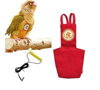 MANON ROSA Bird Diapers Leash Set Washable Reusable Handmade Flight Suit Waterproof Inner Layer - Protective Parrot Nappy Clothes Parakeets Macaws Budgies Canaries (Red5,Zebra Finch)