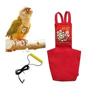 MANON ROSA Bird Diapers Leash Set Washable Reusable Handmade Flight Suit Waterproof Inner Layer - Protective Parrot Nappy Clothes Parakeets Macaws Budgies Canaries (Red3,Zebra Finch)