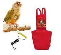 MANON ROSA Bird Diapers Leash Set Washable Reusable Handmade Flight Suit Waterproof Inner Layer - Protective Parrot Nappy Clothes Parakeets Macaws Budgies Canaries (Red2,Zebra Finch)
