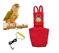MANON ROSA Bird Diapers Leash Set Washable Reusable Handmade Flight Suit Waterproof Inner Layer - Protective Parrot Nappy Clothes Parakeets Macaws Budgies Canaries (Red1,Zebra Finch)