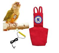 MANON ROSA Bird Diapers Leash Set Washable Reusable Handmade Flight Suit Waterproof Inner Layer - Protective Parrot Nappy Clothes Parakeets Macaws Budgies Canaries (Red6,Zebra Finch)
