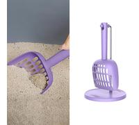 MANON ROSA Cat Litter Scoop with Holder Stand, 4-Shaped Hole Design for Litter Sifting, Hangable Litter Shovel Scooper Set (Purple)