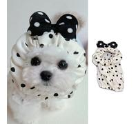 MANON ROSA Dog Ear Cover Bib: Cute Mealtime Neckerchief Pet Scarf for Long-Hair Cats, Maltese, and Yorkie Small to Medium Dogs (Small (1-3 lbs),Beige)