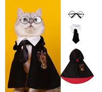 MANON ROSA Dog Halloween Costume - Wizard Cosplay Dress with Witch Cape Bowtie Glasses Pet Party Clothes for Small Medium Large Dogs Puppies Cats Red, MRPC008-Red-Medium