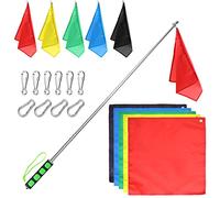 MANOPAWS 5Pcs Horse Training Flag and 55in Telescoping Pole with Hook for Lunging, Retractable Horse Training Equipment Flag with Clips
