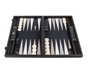 Manopoulos Classic Black Leatherette 19-inch Backgammon Set (2 Players, Adults)