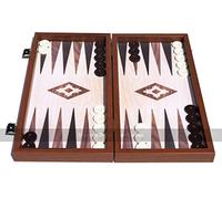 Manopoulos Compact Oak and Walnut 15-inch Backgammon Set