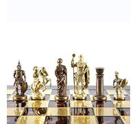 Manopoulos Greek Roman Army Large Chess Set - Brass&Copper - Red Chess Board