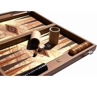 Manopoulos Luxury Olive Burl 19-inch Backgammon Set