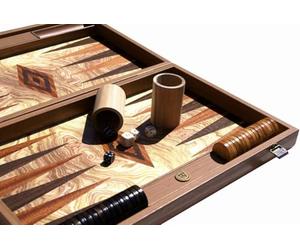 Manopoulos Luxury Olive Burl Backgammon Set - 19 inch - 2 Players, Age 14+