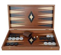 Manopoulos Mahogany Wood Backgammon Set - HandMade in Greece for Adults, 2 Players, Age 18+