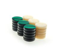 Manopoulos Mother Of Pearl Style Acrylic Backgammon Stones - Set of 30 Green & Ivory White - Premium Set Handmade in Greece by Experts, Medium Size 26mm - Adults, 14+