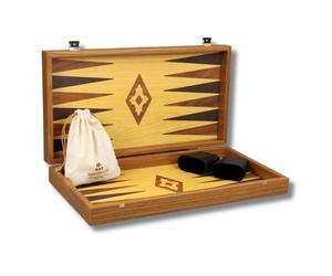 Manopoulos Oak & Walnut Backgammon Set 20 Inch