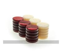 Manopoulos Pearl Acrylic Backgammon Checkers, Cream and Red, 36mm