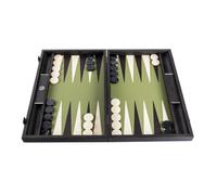 Manopoulos Premium Leatherette Olive Green 19 inch Backgammon Set
