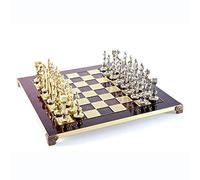 Manopoulos Renaissance Chess Set - Brass&Nickel - Red Chess Board