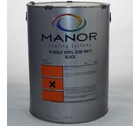MANOR 5lt High Build Garage/Industrial Vinyl Semi-Matt Black Paint 5 litre Intended Use On Metal Finishing Metal Railings/Fencing/Fabrications
