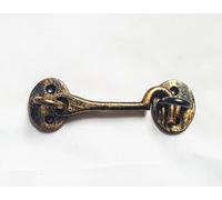 Manor Antique Brass Plain Cast Iron Cabin Hook and Eye 100mm 4"