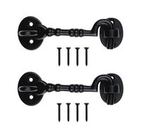 Manor Black Cabin Hook and Eye 100mm, Cast Iron Heavy Duty Gate Door Window Latch Fastener, 2 Pack