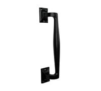 Manor Black Cast Iron Door Handle Pull - Heavy Duty Smooth Gate/Shed/Barn Handle - Wall Mounted Grip with Fixing Holes 12" 300mm