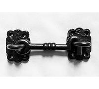 Manor Black Square Knotted Door Gate Shed Cast Iron Cabin Hook 100mm 4" Fancy