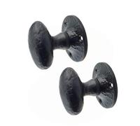 Manor Cast Iron Oval Mortice Door Knob Black Sprung Heavy Duty