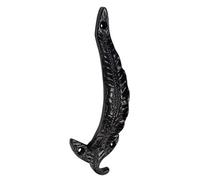 Manor Door Pull Handle Long 175mm 7" Heavy Duty Cast Iron Leaf Design Black Entrance Exit
