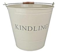Manor Fireside Kindling Bucket Cream Metal Fire Side Wood Store 0348