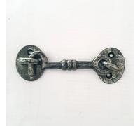 Manor Pewter Knotted Door Gate Shed Cast Iron Cabin Hook 100mm 4'' Fancy, Black