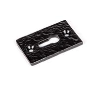 Manor Rectangular Escutcheon Plate, Black, Euro Keyhole, 32mm x 51mm, Textured Finish