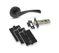 Manor Stirling Internal Door Handle Pack, Matt Black, Fire Rated, with Hinges and Tubular Latch
