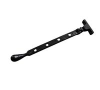 Manor Window Casement Stay, 254mm, Black Cast Iron, Pear Design