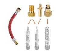 Manovella Fan Adapter Set 4-piece - Bicycle & Car - For AV, DV, SV (Presta) - With extension - Universal tire adapter for air pump, compressor & gas station - Portable & airtight