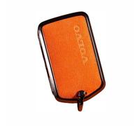 MANQII Car Key Fob Cover for Volvo XC60 S60 XC90 S90 V60 V90 XC40, Leather Key Case Smart Remote Key Shell Keyring Protective Covering Exterior Decoration,A/orange