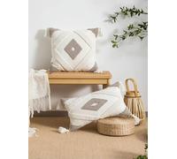 MANQILE 1pc beige geometric diamond shaped pillow cover made of bohemian cotton sail fabric velvet for sofa bedroom