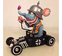 MANQILE Angry Big Mouth Monster Driving Statue Rat Fink Halloween Figurines Halloween Resin Crafts Sculpture Home Decor Ornament