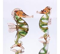MANQILE Mini Glass Seahorse Sculpture Wild Life Collectible Figurines Hand Blown Glass Art Home Table Decor Birthday
