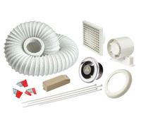 Manrose 100mm In-Line Kit with LED Lamp Shower Timer Controlled Extractor Fan - LEDSLKTC