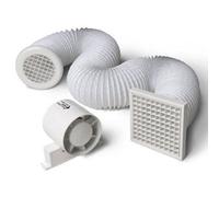 Manrose 100mm Inline Axial Extractor Fan Kit - Standard Bathroom & Toilet Ventilation Sf100S